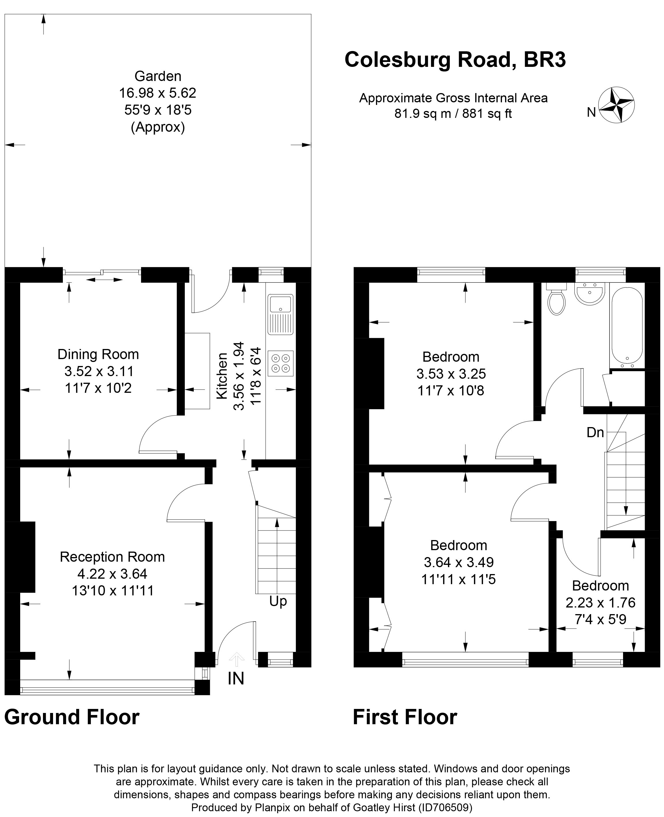 Floorplans For Colesburg Road, Beckenham, Kent