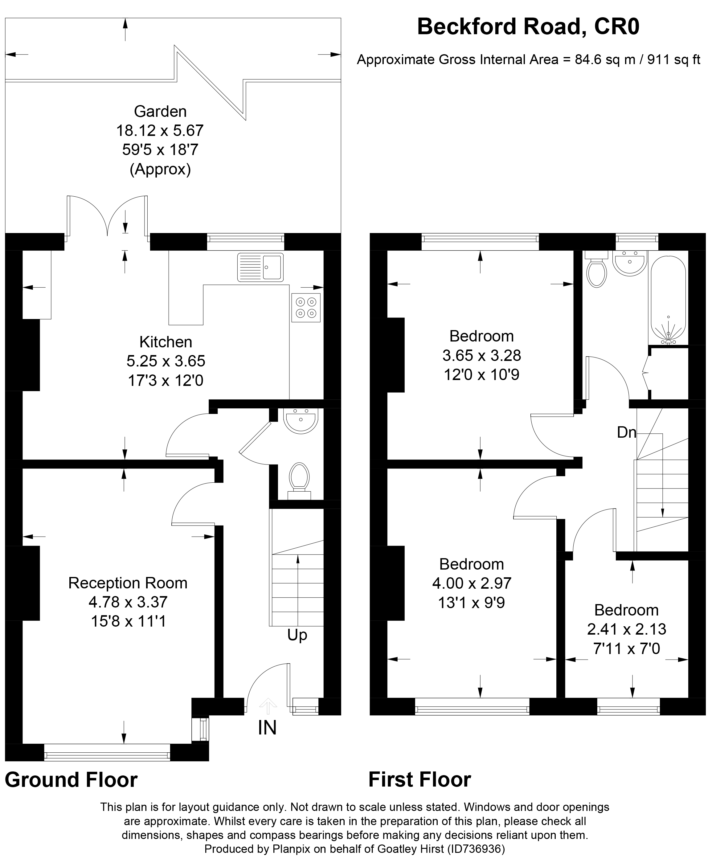 Floorplans For Beckford Road, Croydon, Surrey